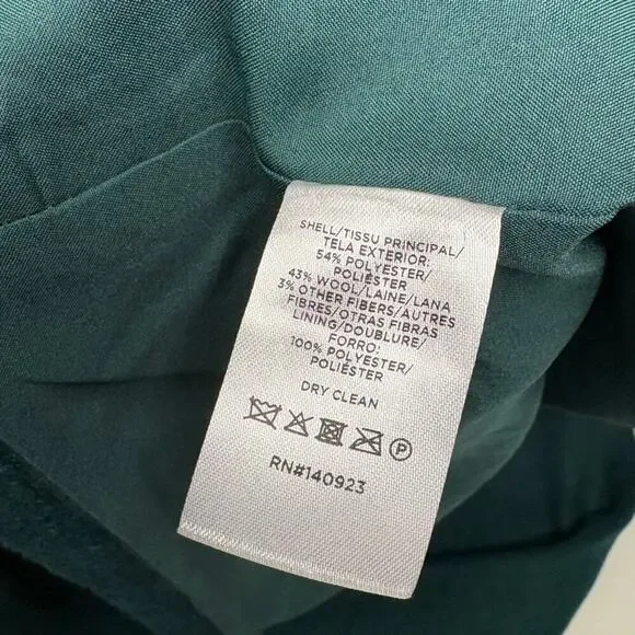 NWT LOFT Long Emerald Green Lined Wool Pea Coat Women's Sz M - Picture 4 of 4